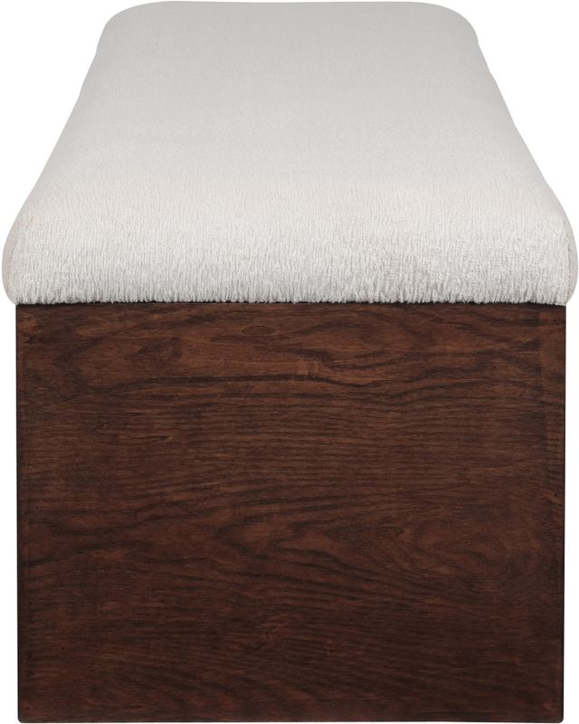Meridian Furniture Lawson Beige/Walnut Velour Fur Fabric Bench-2