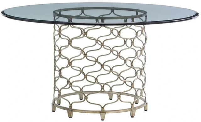 Lexington Home Laurel Canyon Bollinger Clear Top 60" Dining Table with Burnished Silver Leaf Base-0