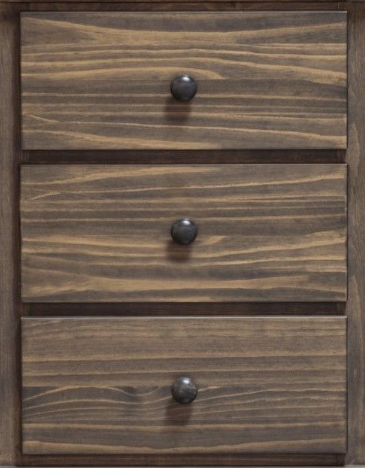 Mako Wood Furniture Polo Brown 3-Drawer Nightstand-1