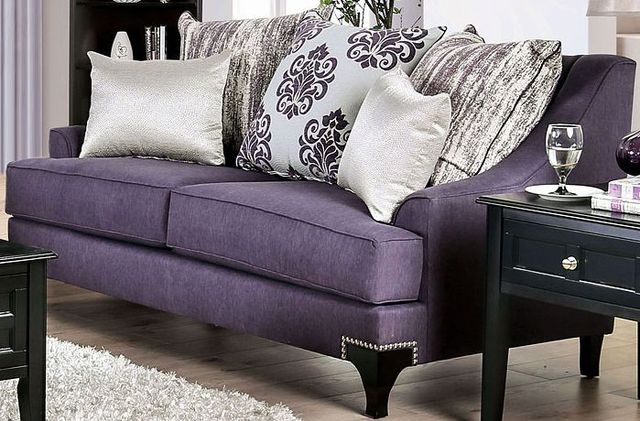 Furniture of America® Sisseton Light Purple Sofa and Loveseat Set-2