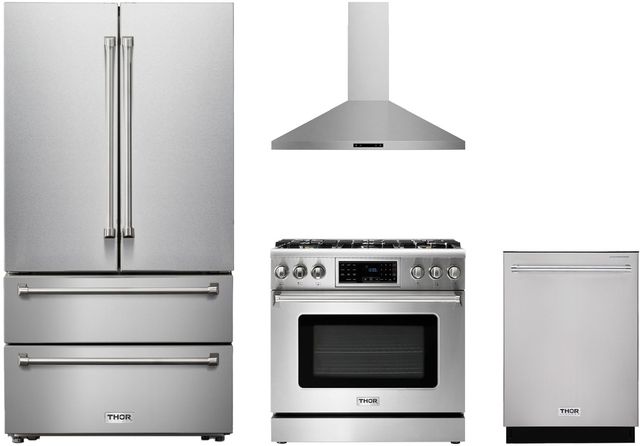 Thor Kitchen® 4 Piece Stainless Steel Gas Kitchen Package-0