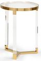 Chelsea House Moravian Small Glass Top Side Table with Clear/Polished Brass Frame-0