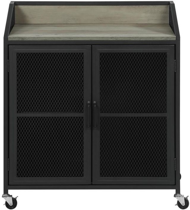 Coaster® Arlette Grey Wash/Sandy Black Wine Cabinet with Wire Mesh Doors-2