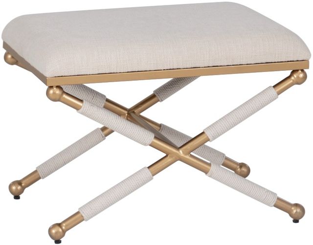 Linon Campaign Gold/Oatmeal Accent Stool-0