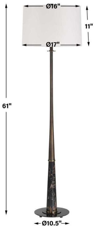 Uttermost® Tallarico Black Marble-Dark Bronze Floor Lamp-3