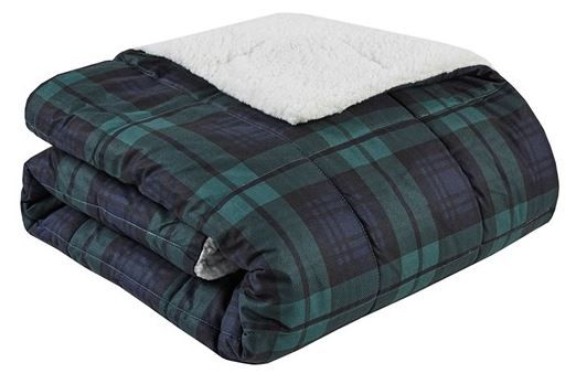 Olliix by Woolrich Brewster Blue Softspun Down Alternative Filled Throw-0