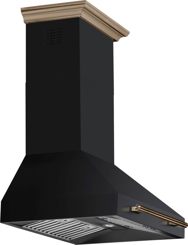 FORNO® Aria Series Alta Qualita 30" Black Wall Mounted Range Hood-2