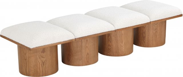 Meridian Furniture Pavilion 4-Piece Cream/Walnut 62" Modular Bench Set-1
