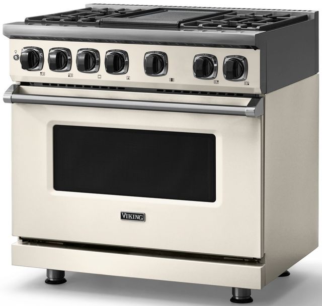 Viking® 7 Series 36" Pure White Pro Style Dual Fuel Range with Griddle-3