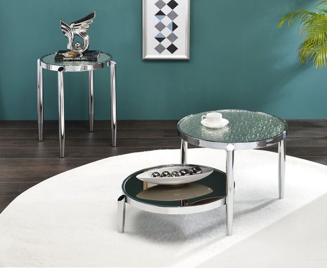 ACME Furniture Abbe Glass Coffee Table with Chrome Base-1