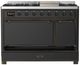 Ilve® Majestic III 48" Graphite Matte Pro Style Dual Fuel Liquid Propane Range with Solid Door and Burnished Trim-2