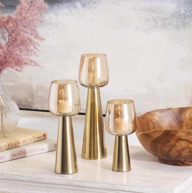 Deco Marche 3-Piece Gold Candle Holder Set-3
