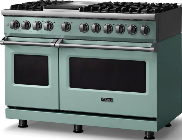 Viking® 5 Series 48" Splash Pro Style Dual Fuel (NG) Range with Polished Chrome Trim-3