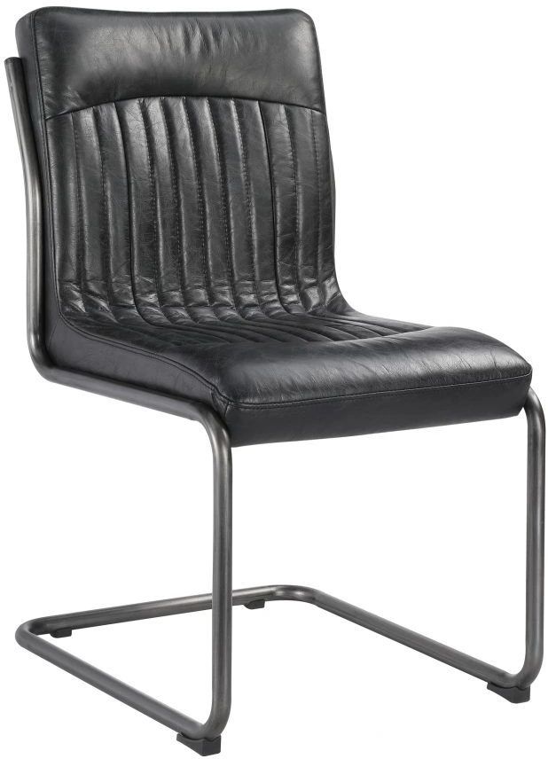 Moe's Home Collection Ansel 2-Piece Black Leather Dining Chair Set-0