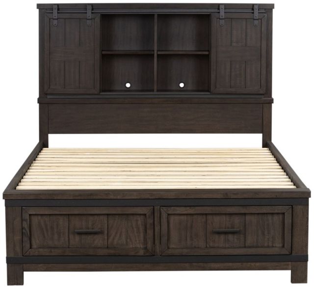 Liberty Furniture Thornwood Hills Rock Beaten Brown King Bookcase Bed-2