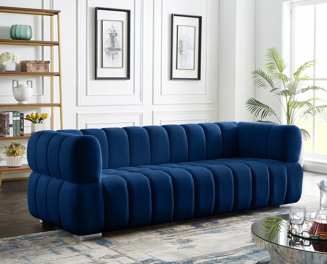 Meridian Furniture Gwen Navy Velvet Sofa-2
