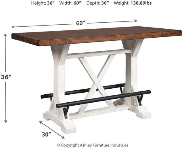 Signature Design by Ashley® Valebeck Brown Counter Height Dining Table with White Base-3