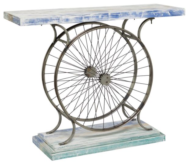 Deco Marche Blue/White Console Table with Black Base-0