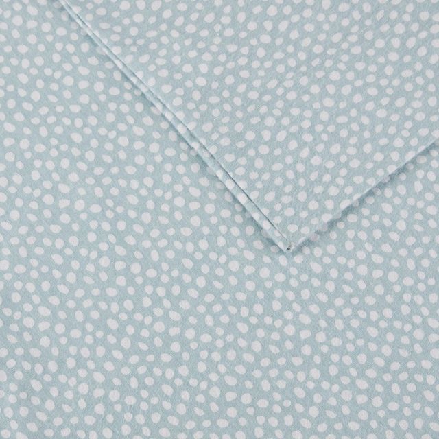 Olliix by True North by Sleep Philosophy Aqua Dots Queen Cozy 100% Cotton Flannel Printed Sheet Set-2