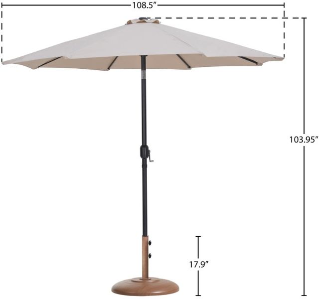 Meridian Furniture Fiji Beige Aluminum Outdoor Patio Umbrella and Round Base-2