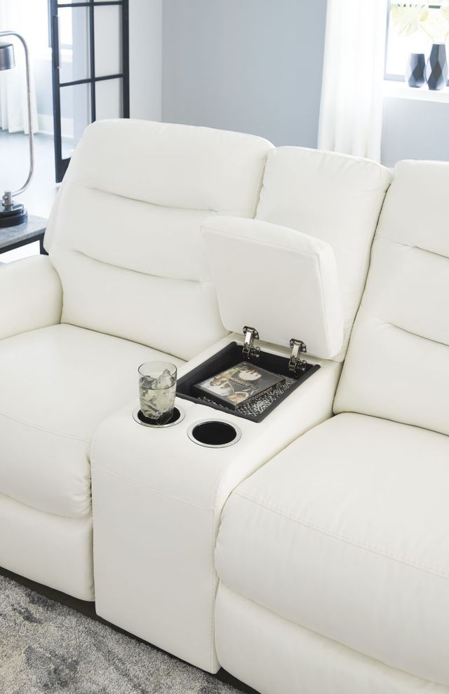 Signature Design by Ashley® Warlin White Power Reclining Loveseat with Console-3