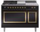 Ilve® Nostalgie II Noblesse 48'' Glossy Black Pro Style Dual Fuel Range with Brass Trim-0