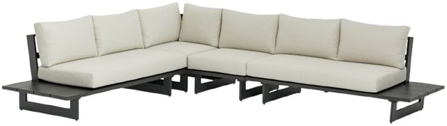 Meridian Furniture Maldives 4-Piece Cream/Gray Aluminum/Fabric 130" Outdoor Modular Sectional-0