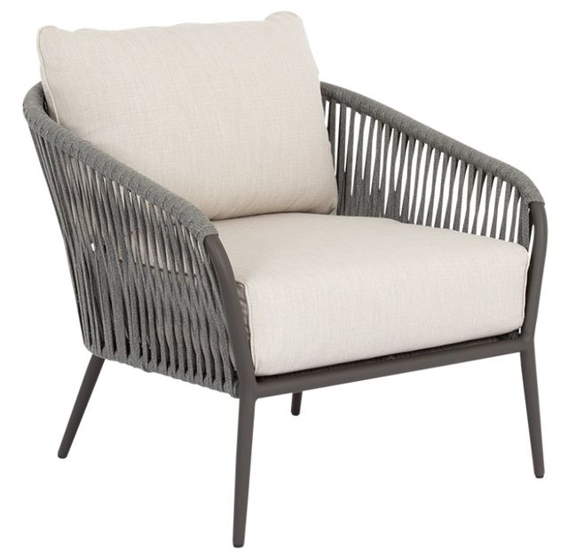 Sunset West Florence Slate Aluminum/Olefin Rope Outdoor Club Chair with Echo Ash Cushion-0