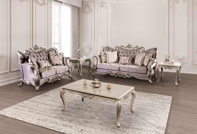 Furniture of America® Albacete Champagne/Purple Sofa-1