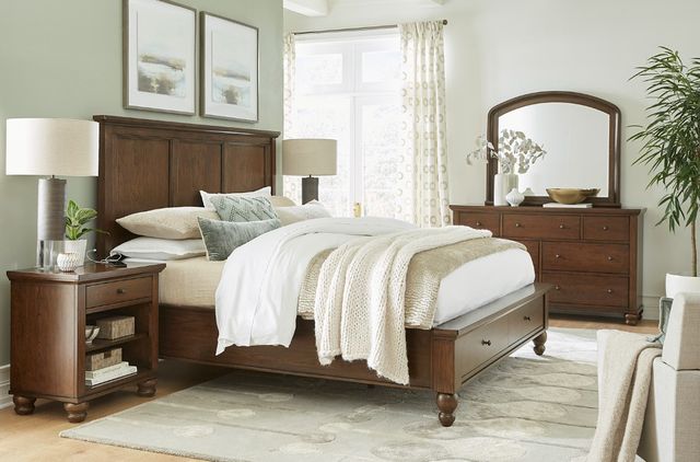 aspenhome® Cambridge Classic Cherry California King Panel Storage Bed-2