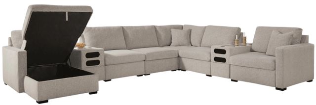 Benchcraft® ModMax Luxe 8-Piece Flint Left-Arm Facing Sectional and Storage Chaise with Audio Consoles-0