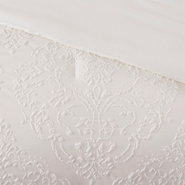 Olliix by Madison Park 4 Piece White Full/Queen Prelude Microsculpt Comforter Set-3