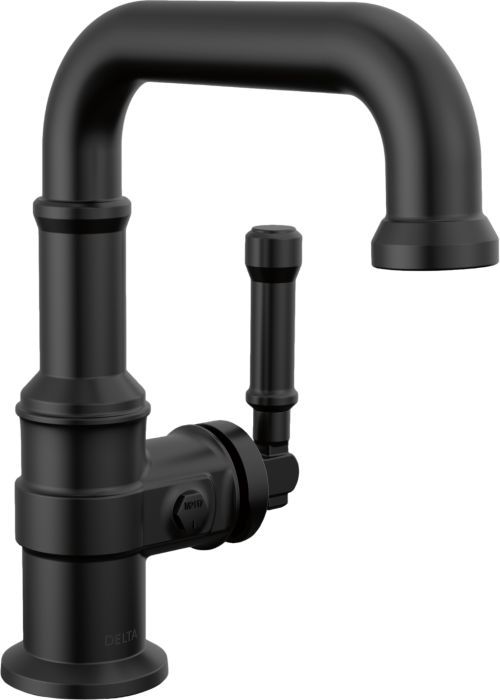Delta Broderick® Matte Black 8" Single Handle Bathroom Faucet with Drain-0