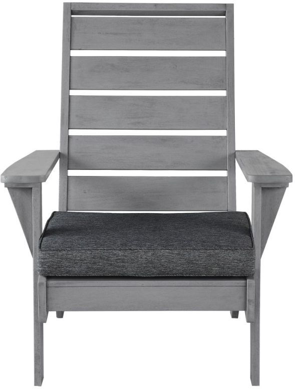Linon Rockport Gray Fabric/Wooden Outdoor Chair-3