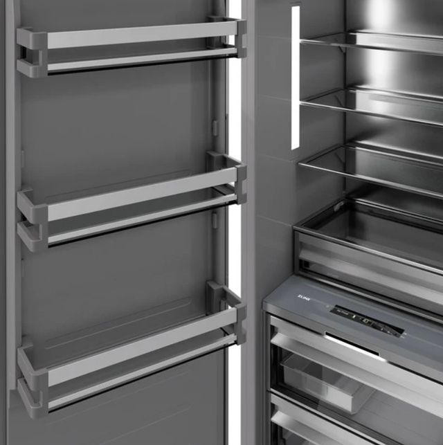 ZLINE Autograph Edition 18 in. 8.6 Cu. Ft. Panel Ready Left Hinge Column Freezer with Graphite Gray Interior and Matte Black Accents-2