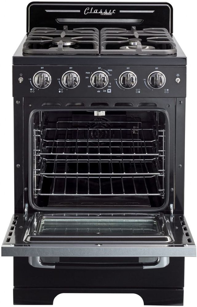 Unique® Appliances Classic Retro 24" Midnight Black Freestanding Gas Range-1