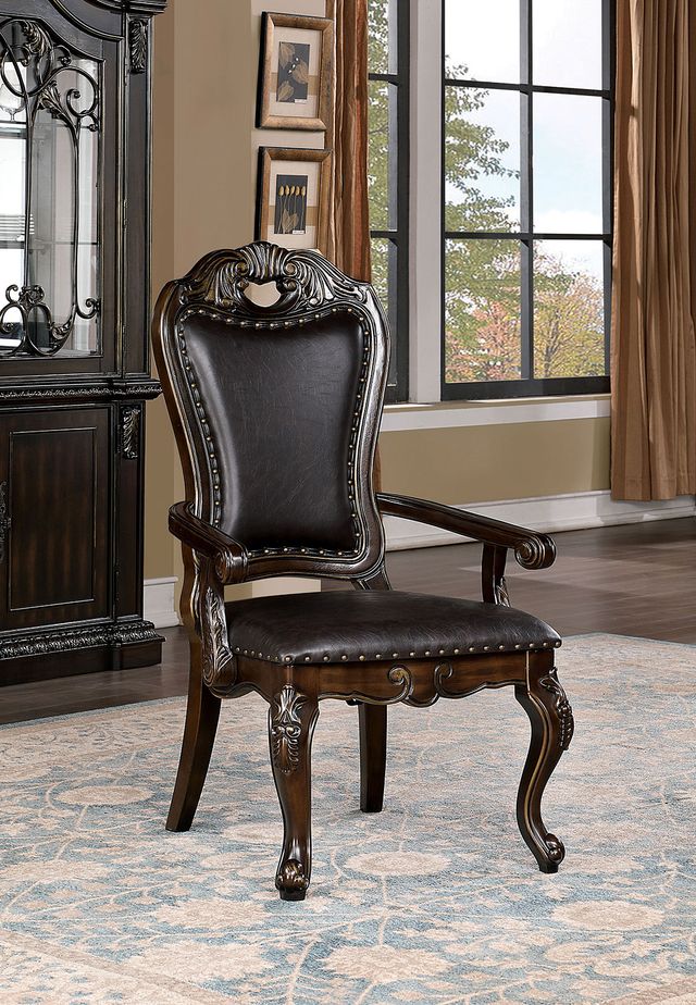 Furniture of America® Lombardy 2-Piece Dark Brown/Walnut Arm Chair Set-3