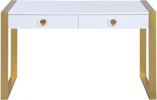 Meridian Furniture Victoria White/Gold Desk or Console-2
