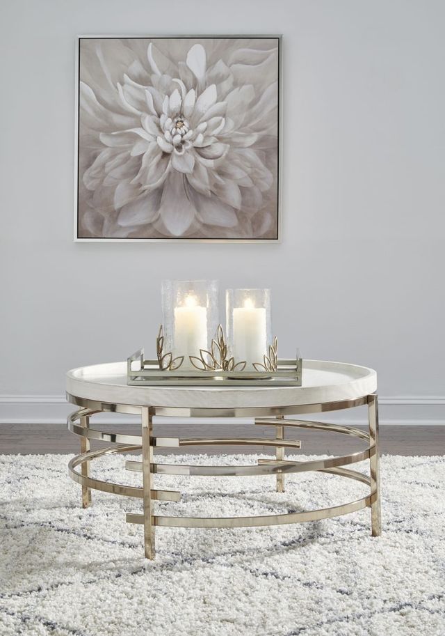 Signature Design by Ashley® Montiflyn White Coffee Table with Gold Metal Base-3