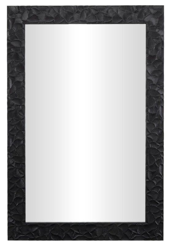 Deco Marche Black Plastic Wall Mirror with Metallic Leaf Wrap -0