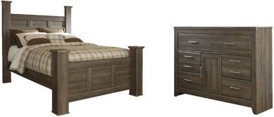 Signature Design by Ashley® Juararo 2-Piece Dark Brown Queen Poster Bed Set-0