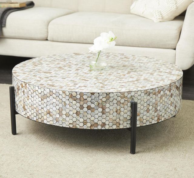 Deco Marche Silver Coffee Table with Black Base-2
