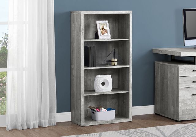 Monarch Specialties Inc. Grey Reclaimed Wood 48" Bookcase-3