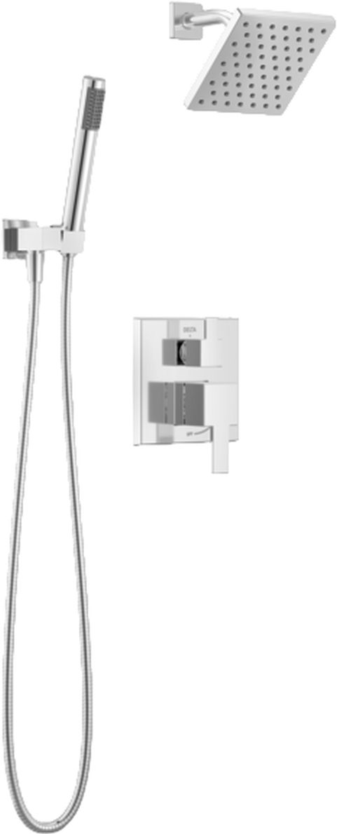 Delta Modern 14S Chrome Shower Trim with Fixed Head and Hand Shower-0