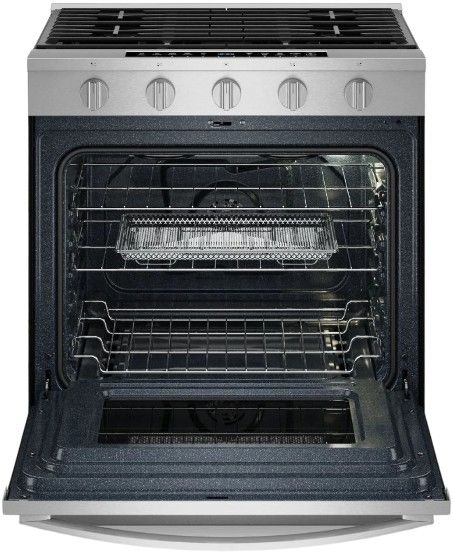 Whirlpool® 30" Fingerprint Resistant Stainless Steel Slide In Gas Range with Air Cooking Technology, Steam/Self Clean and High Speed Preheat-1