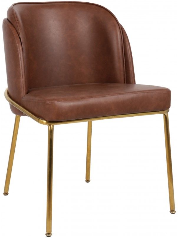 Meridian Furniture Jagger Brown/Gold Vegan Leather Dining Side Chair-1