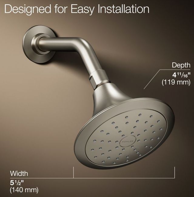 KOHLER® Forté® Rite-Temp® Vibrant Brushed Nickel 1.75 GPM Single-Function Showerhead-2