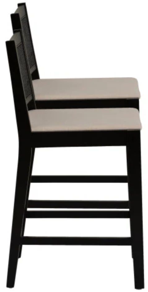 Powell® Beaux 2-Piece Black Cane Counter Stool-4
