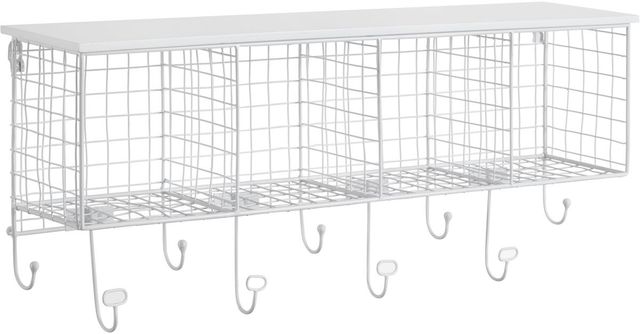 Linon White Cubby Wall Shelf-0