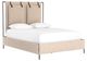 Four Hands Leigh Palm Ecru Upholstered Queen Panel Bed-0